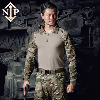 NIP軍迷戶外男士特種兵戰術CP迷彩外套 修身長袖t恤緊身蛙服上衣
