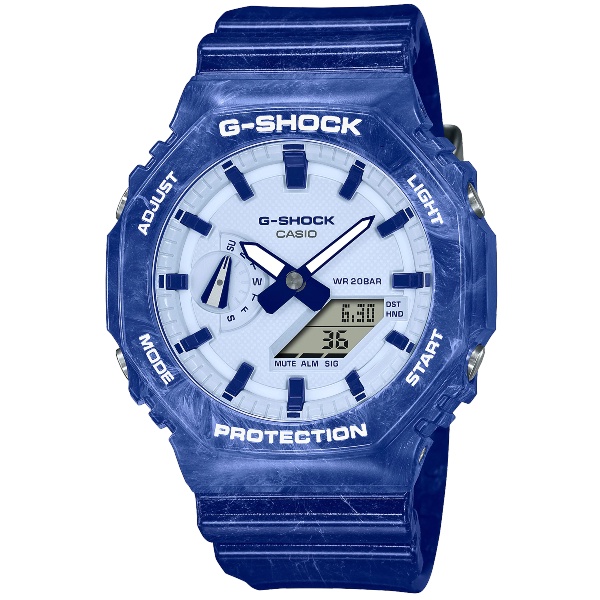 CASIO卡西歐G-SHOCK  GA-2100BWP-2A 農家橡樹經典青花瓷雙顯腕錶 藍45.4mm
