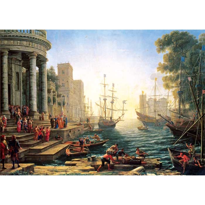 4902 3000片歐洲進口拼圖 PER 繪畫風景 聖烏蘇拉登船的海港 克洛德·洛兰Claude Lorrain