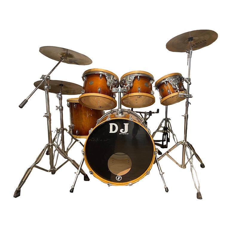 【又昇樂器】嚴選二手 高階/訂製款 台灣製造 DJ Drums 楓木鼓框 含 銅鈸/支架/Yamaha大鼓雙踏