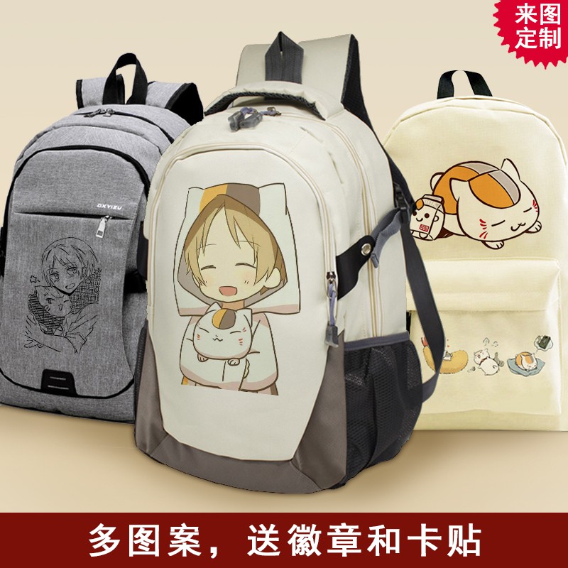 夏目友人帳書包動漫周邊二次元雙肩包貓咪老師背包女學生日系帆布 蝦皮購物