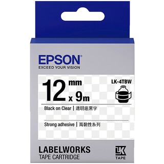 LK-4TBW EPSON 標籤帶 (透明底黑字/12mm) C53S654411