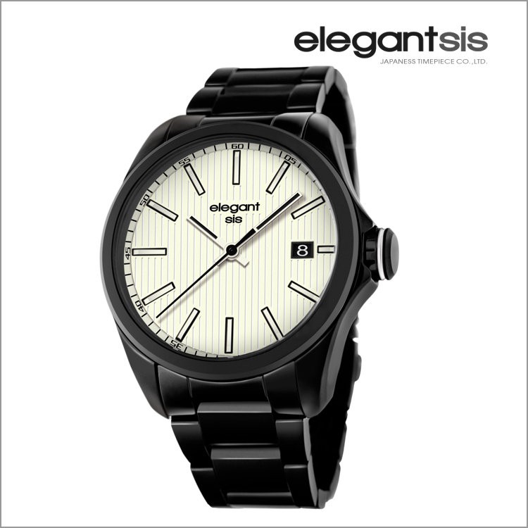 ELEGANT (ELJT42-2W04MA) 素雅簡約黑鋼腕錶-白面/大