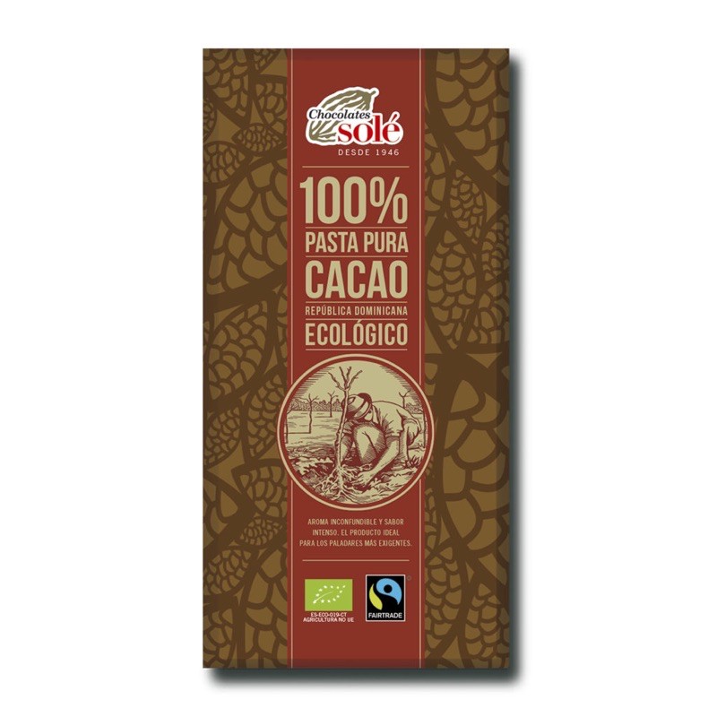 現貨✨西班牙Sole 收淚有機黑巧克力100% Pure Mass Cacao 100g  純素無麩質