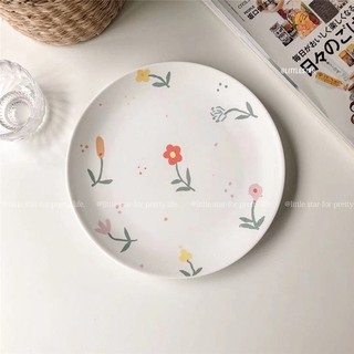 7C LittleStar【關注領券】日式花朵啞光餐盤 創意網紅盤子ins風餐具北歐蛋糕早餐盤家用菜盤