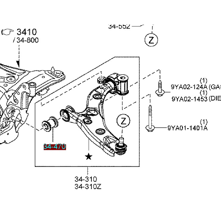 ®八元汽車材料® Mazda 3 / 6 / CX-5 三角架鐵套(前) 全新品/正廠零件