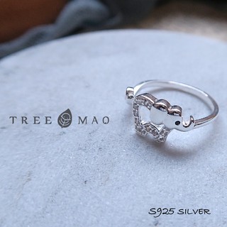 正韓空運-大象捲毛尾純銀開口戒指【Tree Mao925純銀戒指】 925銀飾 100%實拍 現貨