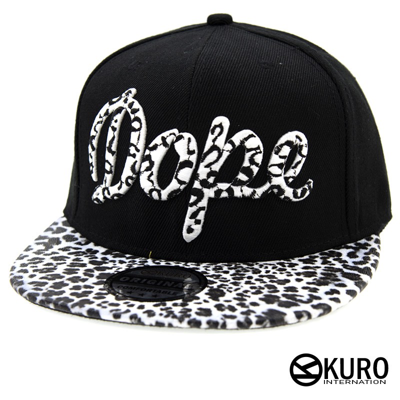 KURO-SHOP黑色豹紋帽沿DOPE潮流板帽棒球帽