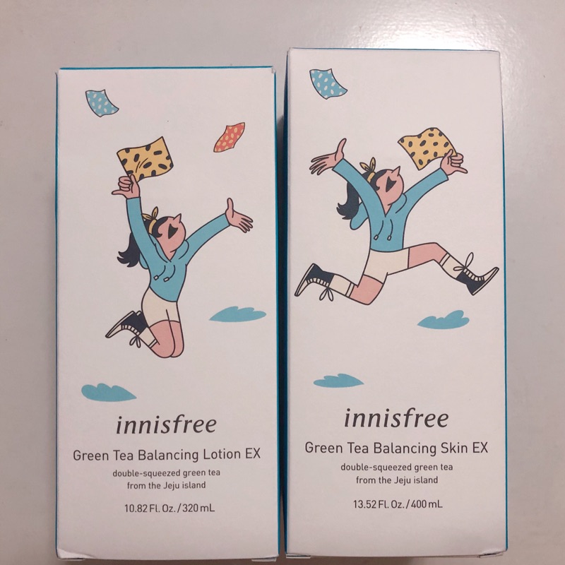 全新 innisfree綠茶水平衡調理乳 320ml 2019手帕環保版