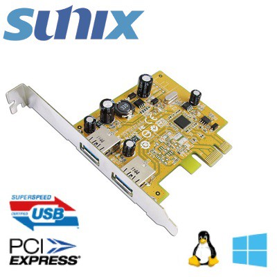 2埠 USB3.0 Type-A PCIe 擴充卡(USB2302) SUNIX