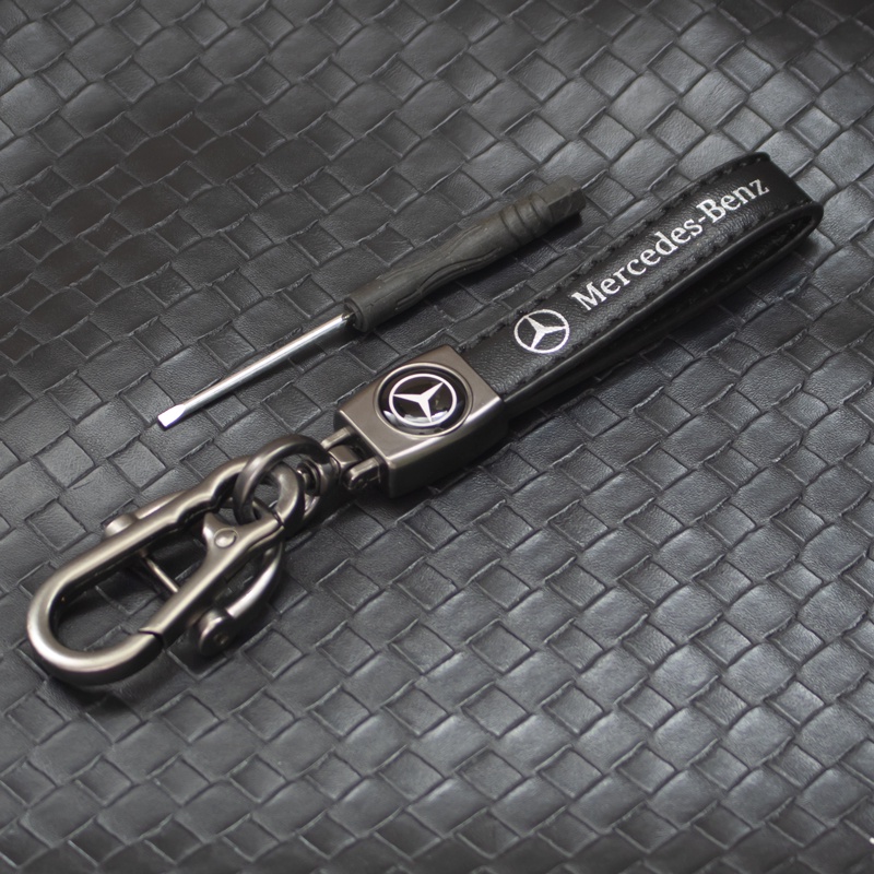 【Keychain】 Pu 皮繩汽車鑰匙扣金屬掛扣汽車鑰匙圈鑰匙裝飾梅賽德斯奔馳 W212 W211 W210 W203