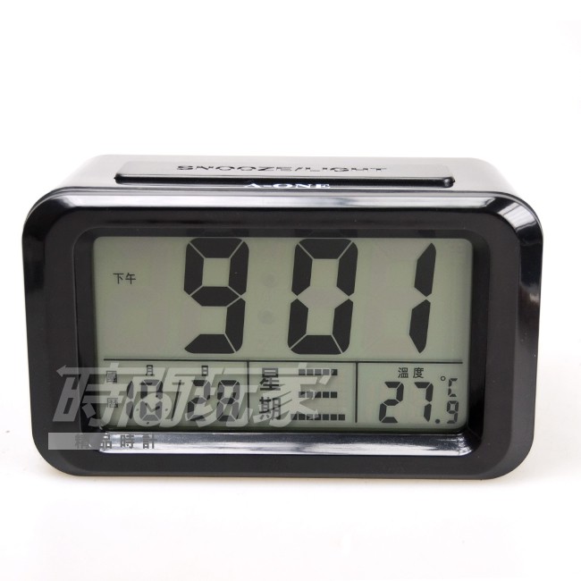 A-ONE金吉星 TG-072黑 台灣品牌 LCD多功能液晶顯示鬧鐘 數位電子 貪睡 嗶嗶聲 夜燈【時間玩家】