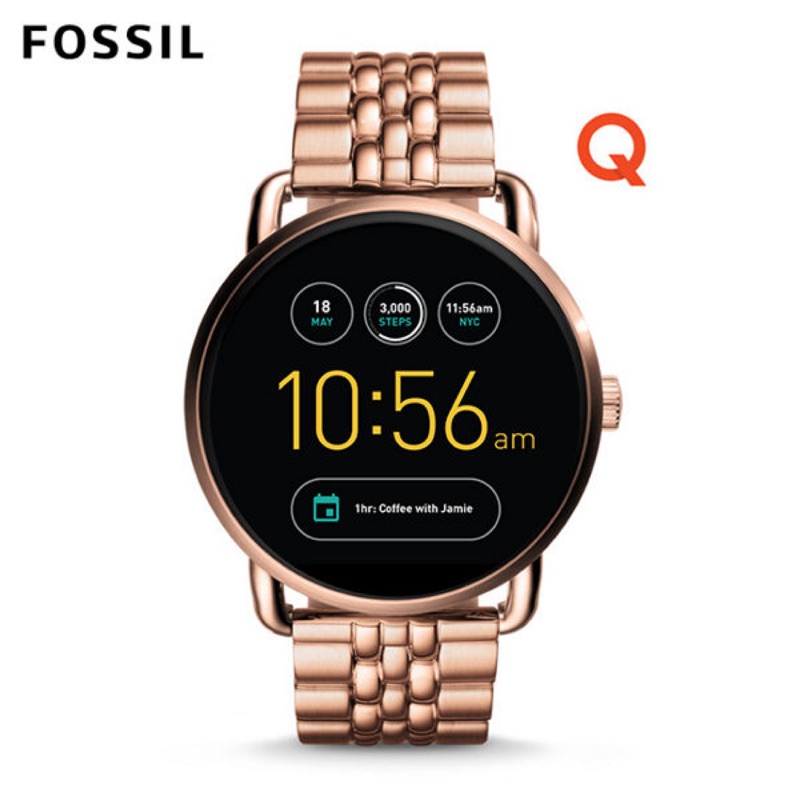 Fossil Wander 玫瑰金不鏽鋼觸控式螢幕智慧手錶 女錶