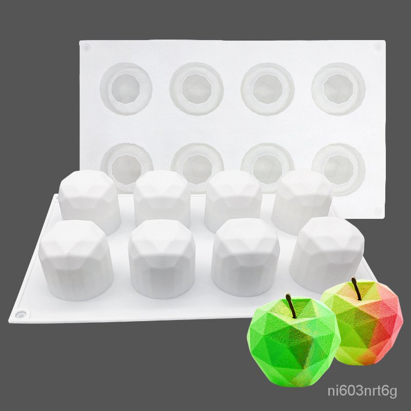 (台灣發貨）蛋糕模具-棒棒糖模具-硅膠模具-烘焙工具8連水晶蘋果硅膠模具法式慕斯蛋糕西點甜品烘焙工具diy創意磨具 y5