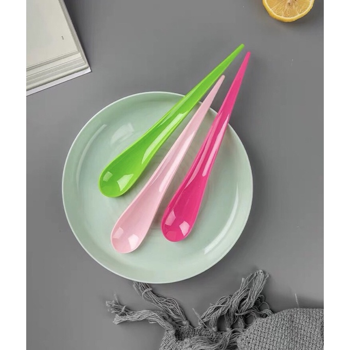 小湯匙 長柄冰淇淋勺 甜點匙 冰淇淋匙 甜品匙 小勺子 塑膠湯匙 免洗湯匙 攪拌匙 免洗餐具 一次性餐具