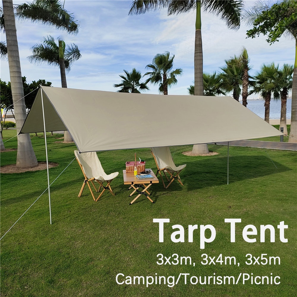 3x4 3x5 Flysheet 露營防水銀色塗層旅遊旅行遮陽棚超輕防水布遮陽篷遮陽花園雨篷