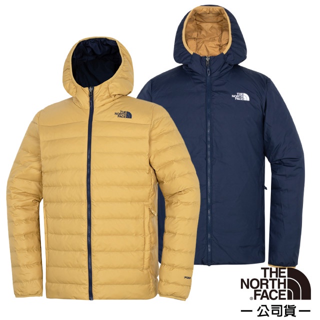 【The North Face】男 雙面穿 700FPl 輕量鵝絨羽絨外套.防潑水防風夾克/4NG3-C06 藍/黃