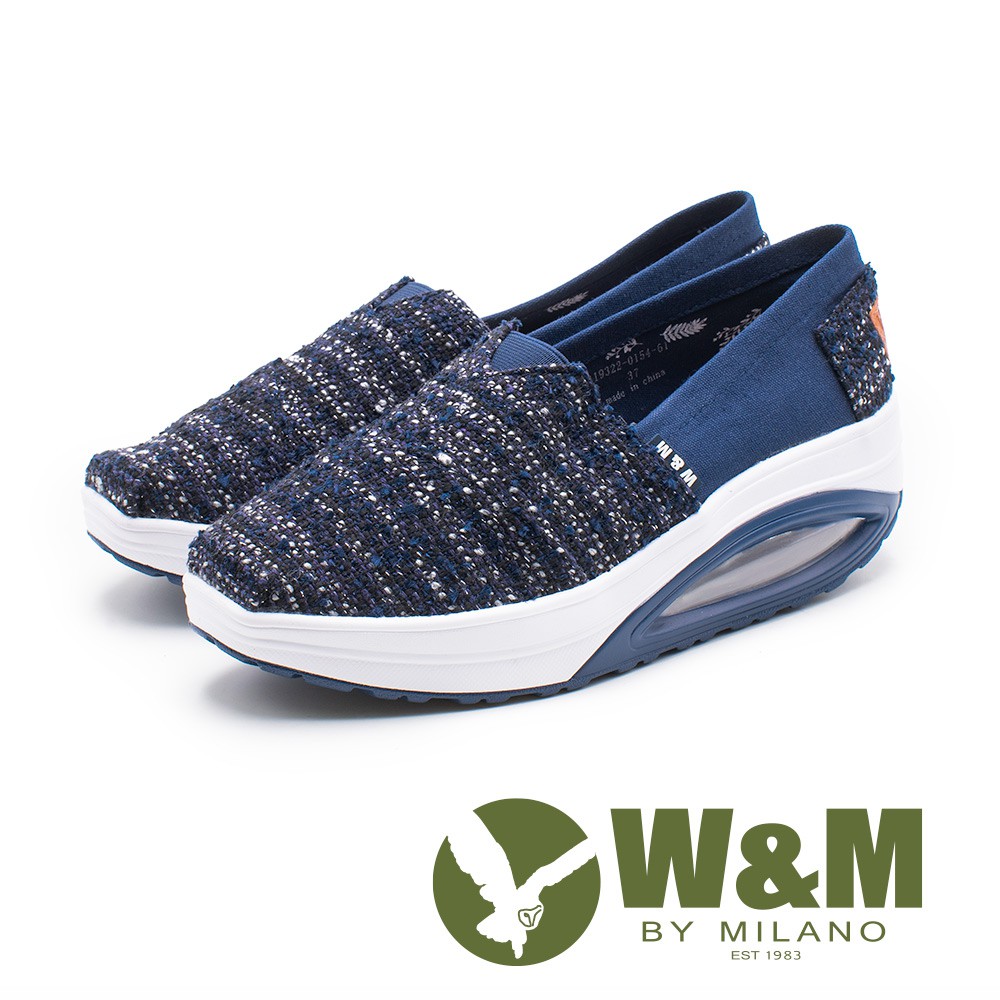 W&M BOUNCE 多色編織 厚底休閒女鞋－藍(另有灰、粉)