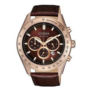 CITIZEN星辰錶 CHRONOGRAPH CA4452-17X 情人節推薦款時尚光動能三眼計時腕錶 /咖啡 43mm