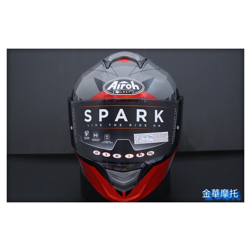 (金華摩托)AIROH 義大利 SPARK 8 灰/紅 全罩帽 安全帽