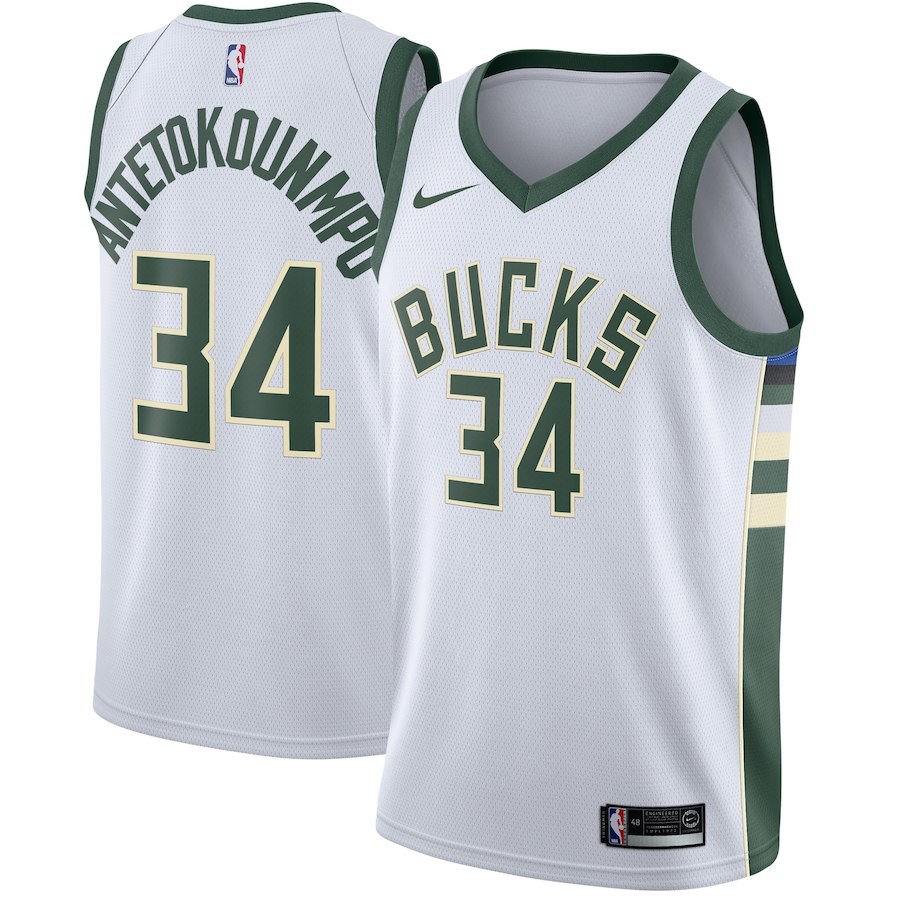 NBA球衣 字母哥 Giannis Antetokounmpo 公鹿白 Nike Swingman 全新含吊牌