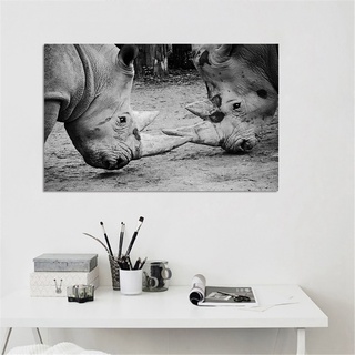 非洲野生動物犀牛帆布畫客廳辦公室家居裝飾