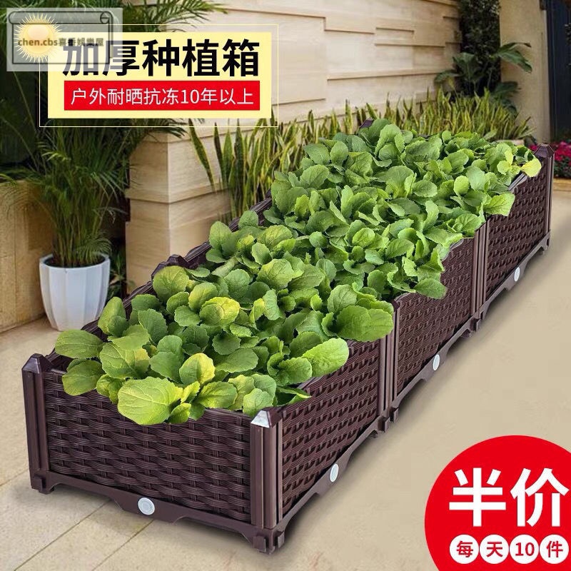 台灣熱賣 陽臺種菜神器種植箱蔬菜養花盆栽種菜家庭陽臺塑料花盆樓頂菜園箱 蝦皮購物