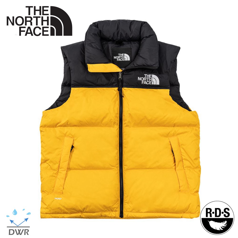 【The North Face 男 700FP 防潑水輕羽絨保暖背心《黃/黑》】3JQQ/保暖背心/防潑水/休/悠遊山水