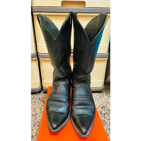 二手●古著古董美國原裝進口頭層牛皮西部牛仔靴37號/女 真皮美式騎馬馬靴中筒靴 哈雷機車馬靴Cowboy Boots
