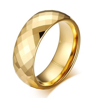 【TCR-004G】精緻個性歐美百搭菱形鏡面金色鎢鋼戒指/戒環