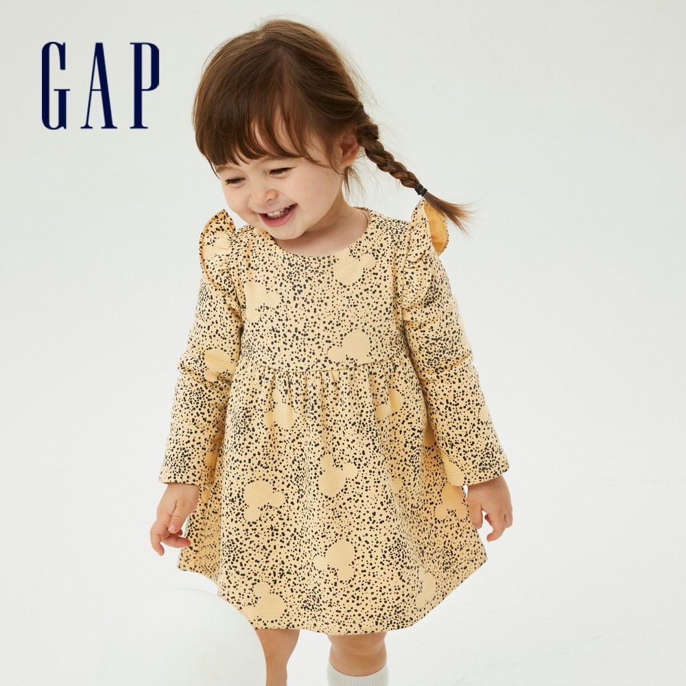 Gap 嬰兒裝 Gap x Disney迪士尼聯名 長袖洋裝家居套裝-黃色(731139)