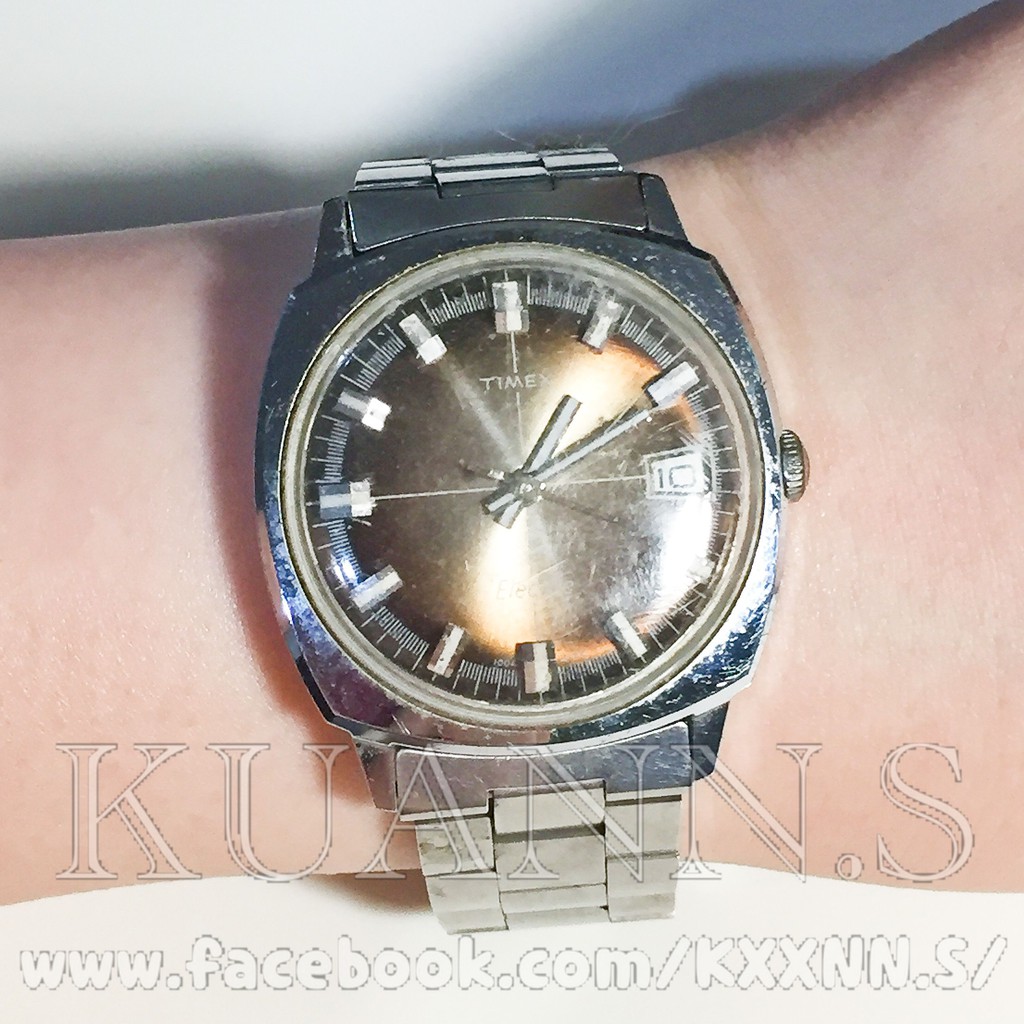 ::KUANN 於小飾::TIMEX Electric 銀色 手錶 | 古董錶 復古錶 大錶 圓錶