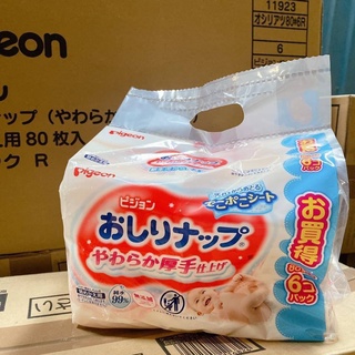 [日本製] Pigeon貝親厚身(99% 純水)濕紙巾-一袋6入80抽