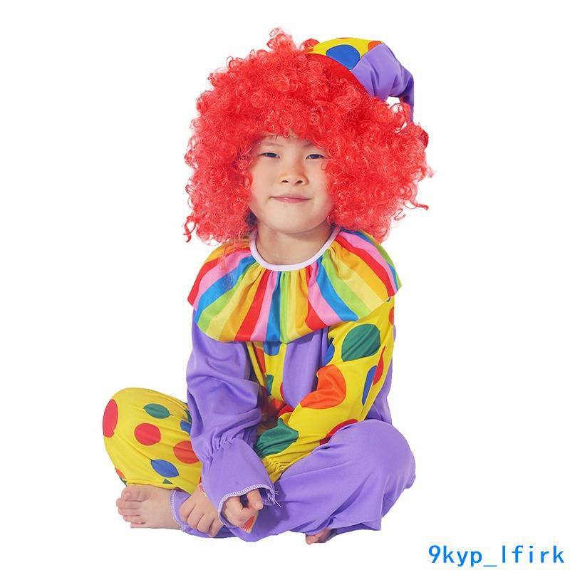 |毛二力￥【萬聖節新款】兒童小丑服裝 cosplay服裝 圓點小丑服 馬