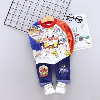 /Cc精選/春秋新款兒童長袖印花麵包超人兩件套裝兒童卡通服飾