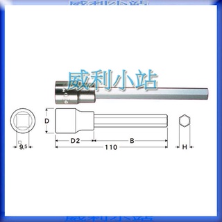 【威利小站】日本 EIGHT 83LB-3/4/5/6/8/10 3/8" 白金加長型六角起子頭套筒