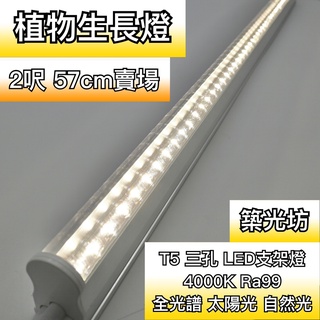 【築光坊】全光譜 植物生長燈 Ra99 自然光 4000K 太陽光 T5 LED 支架燈 層板燈 2尺 2呎 植物燈