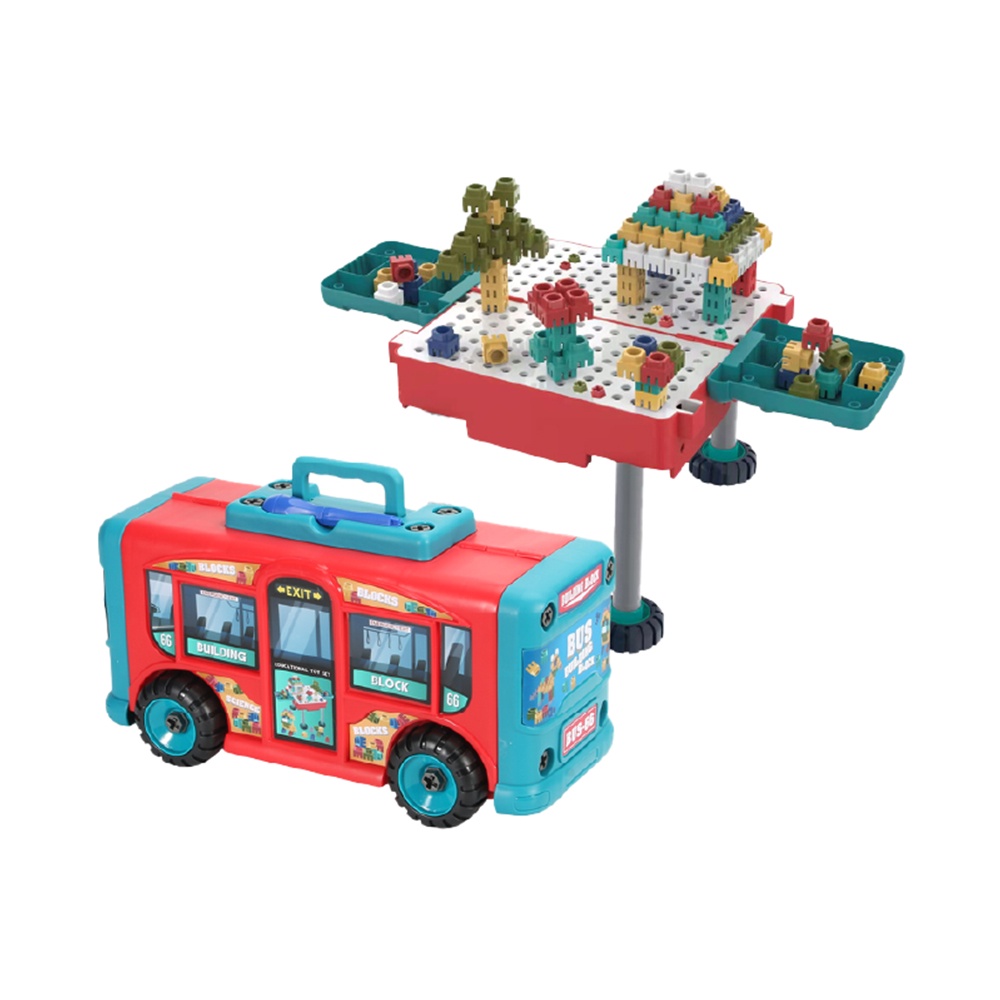 (新品故障包退)拼裝STEAM變形巴士桌 拼裝積木 兒童積木 益智積木 DIY創意積木 早教啟蒙 頑玩具