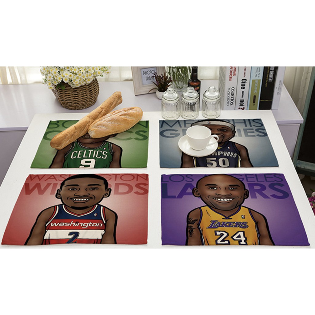 NBA 球星 籃球 棉麻布西餐墊 科比 Kobe Rondo wall