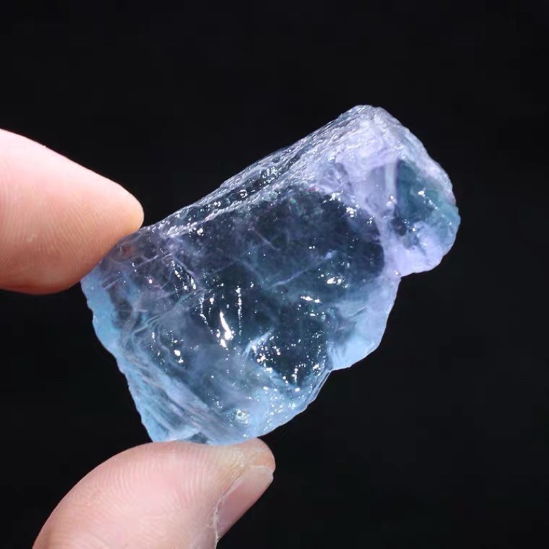天然天蓝色萤石原石摆件矿石毛料能量疗愈装饰造景水晶石头 蝦皮購物