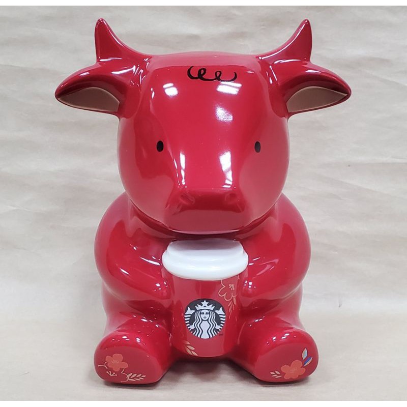 (微瑕便宜出清)星巴克中國大陸紅色牛年撲滿 存錢筒 儲蓄罐 新年 金牛