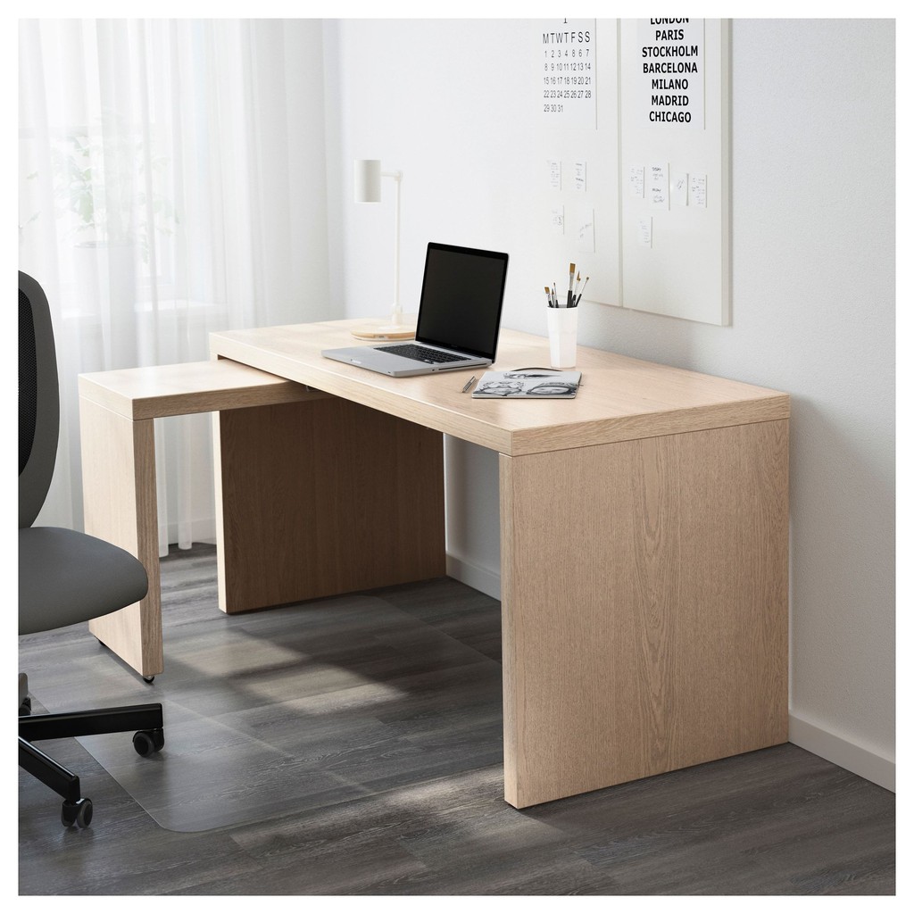 北歐工業LOFT風格IKEA宜家MALM工作桌L型書桌辦公桌轉角桌電腦桌/染白橡木/二手八成新/原$4999特$3300