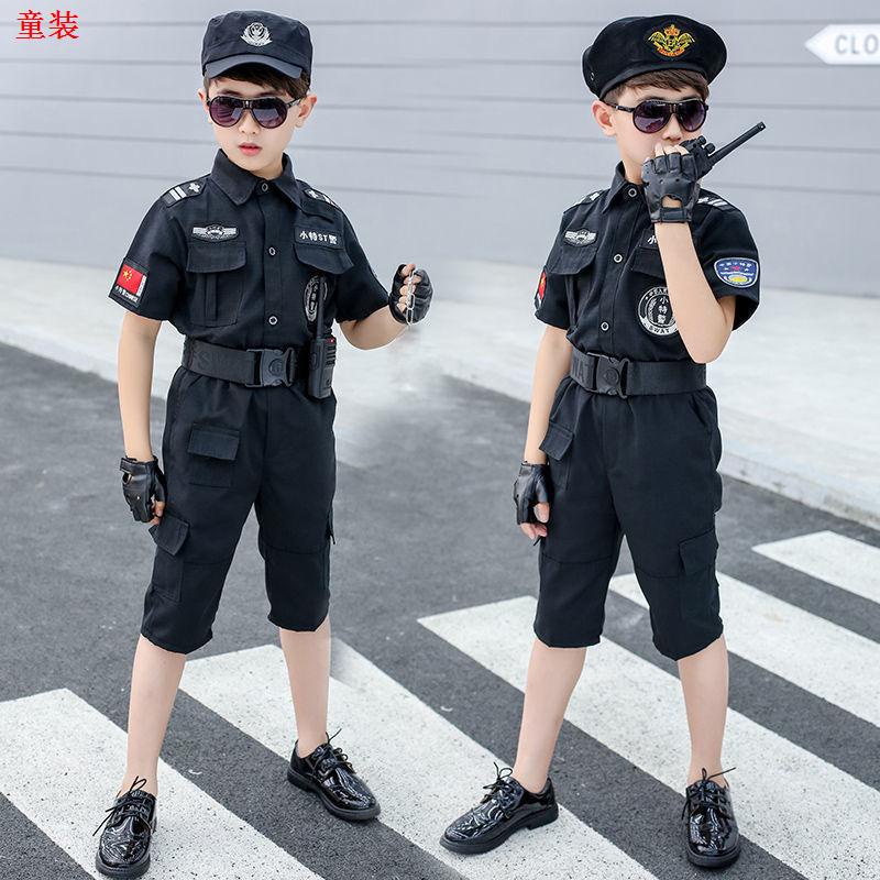 【現貨實拍】兒童小特警警裝制服 男女警察小軍裝 軍訓服 幼兒園角色扮演生日禮物