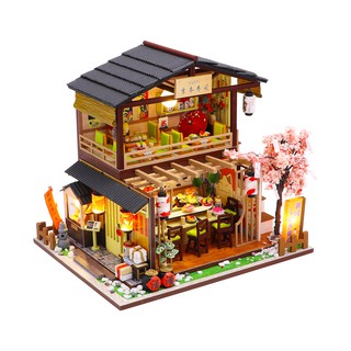 【臺灣現貨|吉本壽司店】弘達 日式手作小屋袖珍模型屋 DIY 日本壽司店料理 餐館 手做袖珍屋 弘達 藝術屋 日式小屋