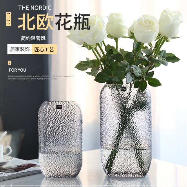 歐式玻璃花瓶大號透明水培簡約創意擺件客廳鮮花玫瑰插花瓶幹花器 蝦皮購物