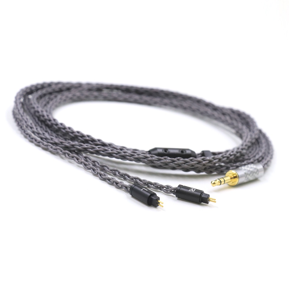全新灰色 0 .78 毫米 2 針電纜替換耳機升級電纜 Ue18 Jh13 16 Um3x TFZ KZ 鍍銀手工編織線