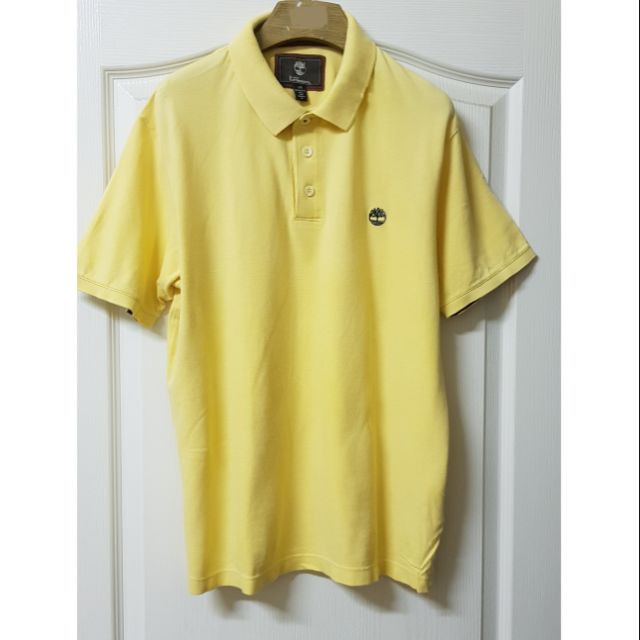 Timberland男款 基本款淡黃色 短袖polo衫