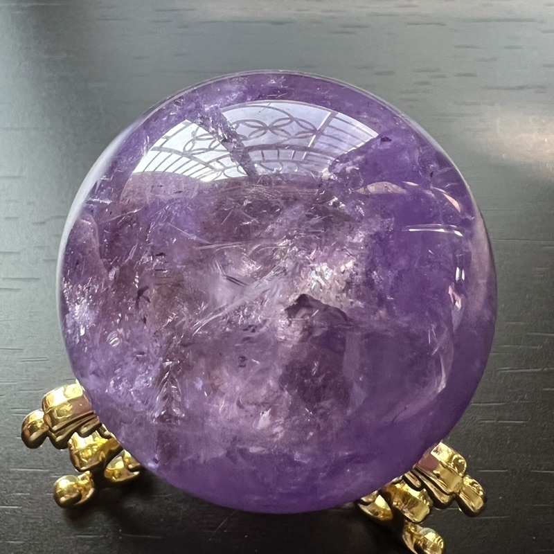天然水晶 紫羅蘭色紫水晶球 44mm 轉運球 風水球 擺件球