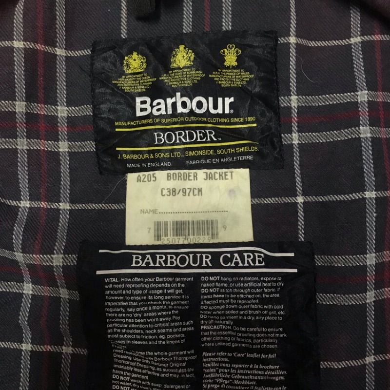 Barbour border 藍色 長版油布外套