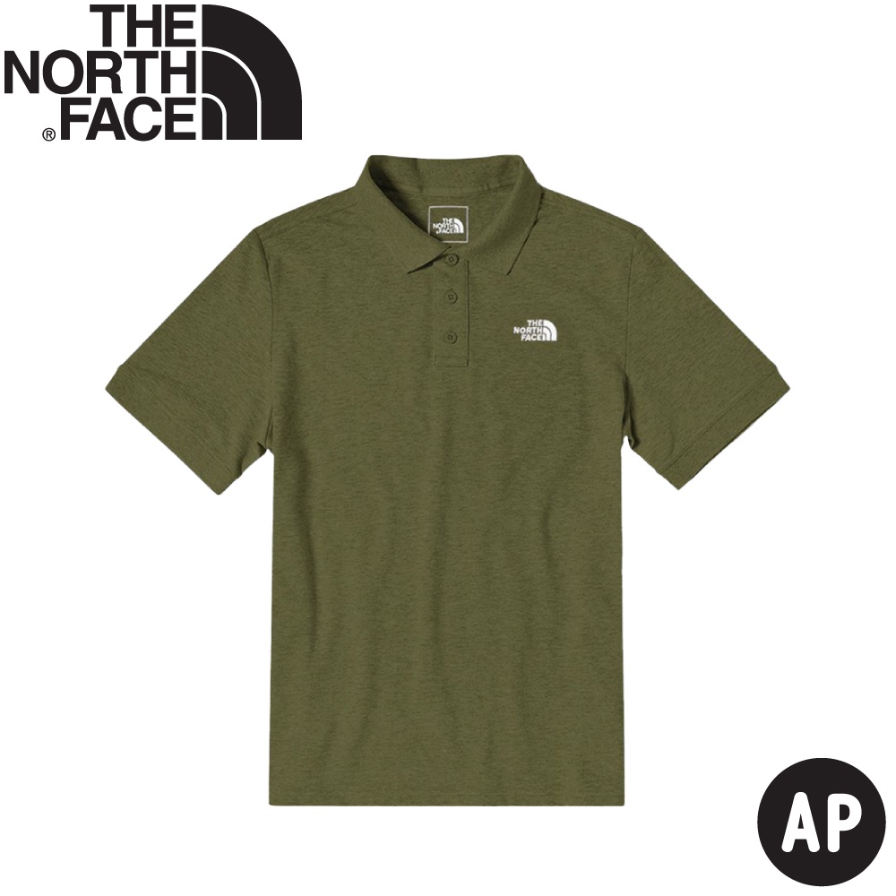 【The North Face 男 LOGO POLO衫 AP《橄欖綠》】5B1O/透氣短袖/短袖上衣/半襟衫/排汗衣